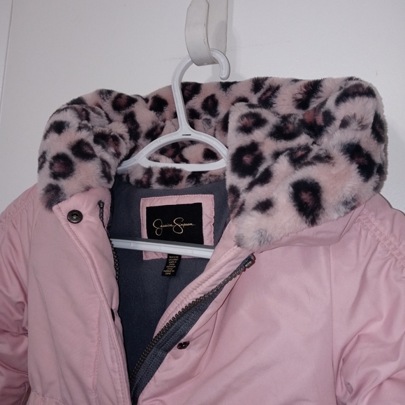 Jessica Simpson Girls Full Zip Pink Faux fur lined Hooded Jacket W Pockets NEW - Picture 2 of 11